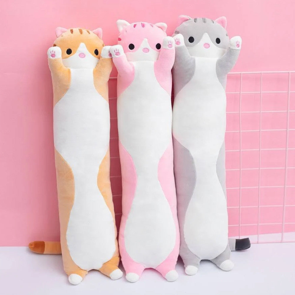 М'яка іграшка-подушка Кіт Батон 90 см, EL-2117-7, Рожевий / Іграшка дитяча обіймашка довгий кіт