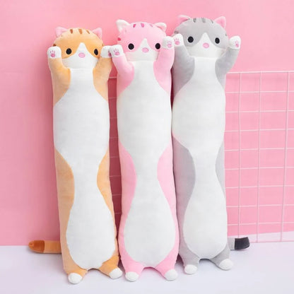 М'яка іграшка-подушка Кіт Батон 90 см, EL-2117-7, Рожевий / Іграшка дитяча обіймашка довгий кіт