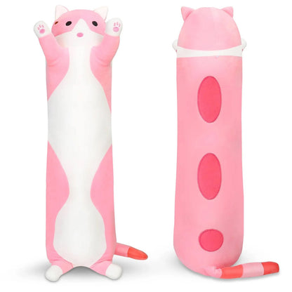 М'яка іграшка-подушка Кіт Батон 90 см, EL-2117-7, Рожевий / Іграшка дитяча обіймашка довгий кіт