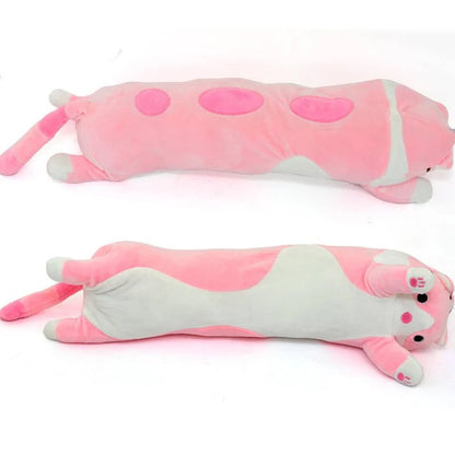 М'яка іграшка-подушка Кіт Батон 90 см, EL-2117-7, Рожевий / Іграшка дитяча обіймашка довгий кіт