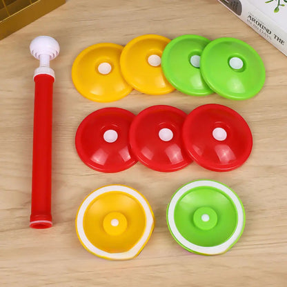 Вакуумні кришки для консервації 9шт + насос / Набір для консервації / Вакуумна система / Кришки вакуумні