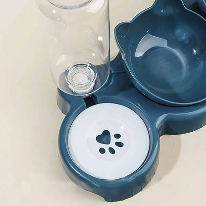 Подвійна миска для кота з автоматичною поїлкою 500 мл / Миска з поїлкою для котів / Тарілка для собаки