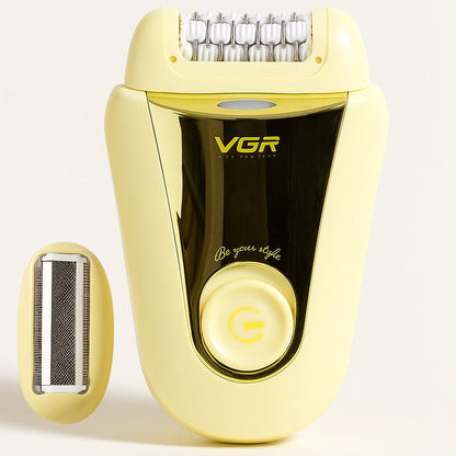 Акумуляторний епілятор, 2 насадки, з USB, V-758, Золотистий / Електроепілятор / Електробритва жіноча / Депілятор для ніг