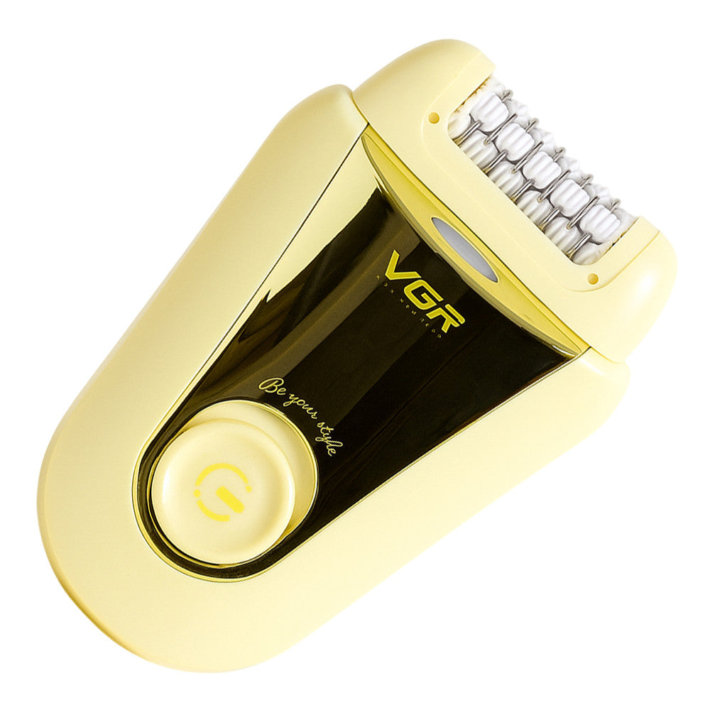 Акумуляторний епілятор, 2 насадки, з USB, V-758, Золотистий / Електроепілятор / Електробритва жіноча / Депілятор для ніг