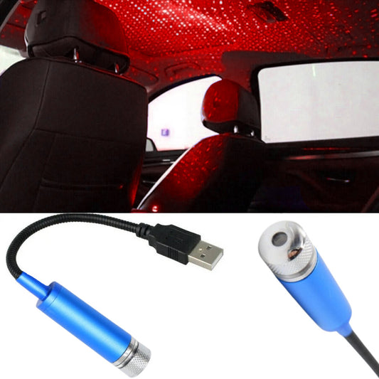 Лазерний проектор в машину від USB, STAR DL190 / Міні підсвічування для салону авто / Червоне зіркове небо
