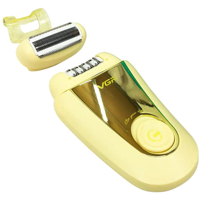 Акумуляторний епілятор, 2 насадки, з USB, V-758, Золотистий / Електроепілятор / Електробритва жіноча / Депілятор для ніг