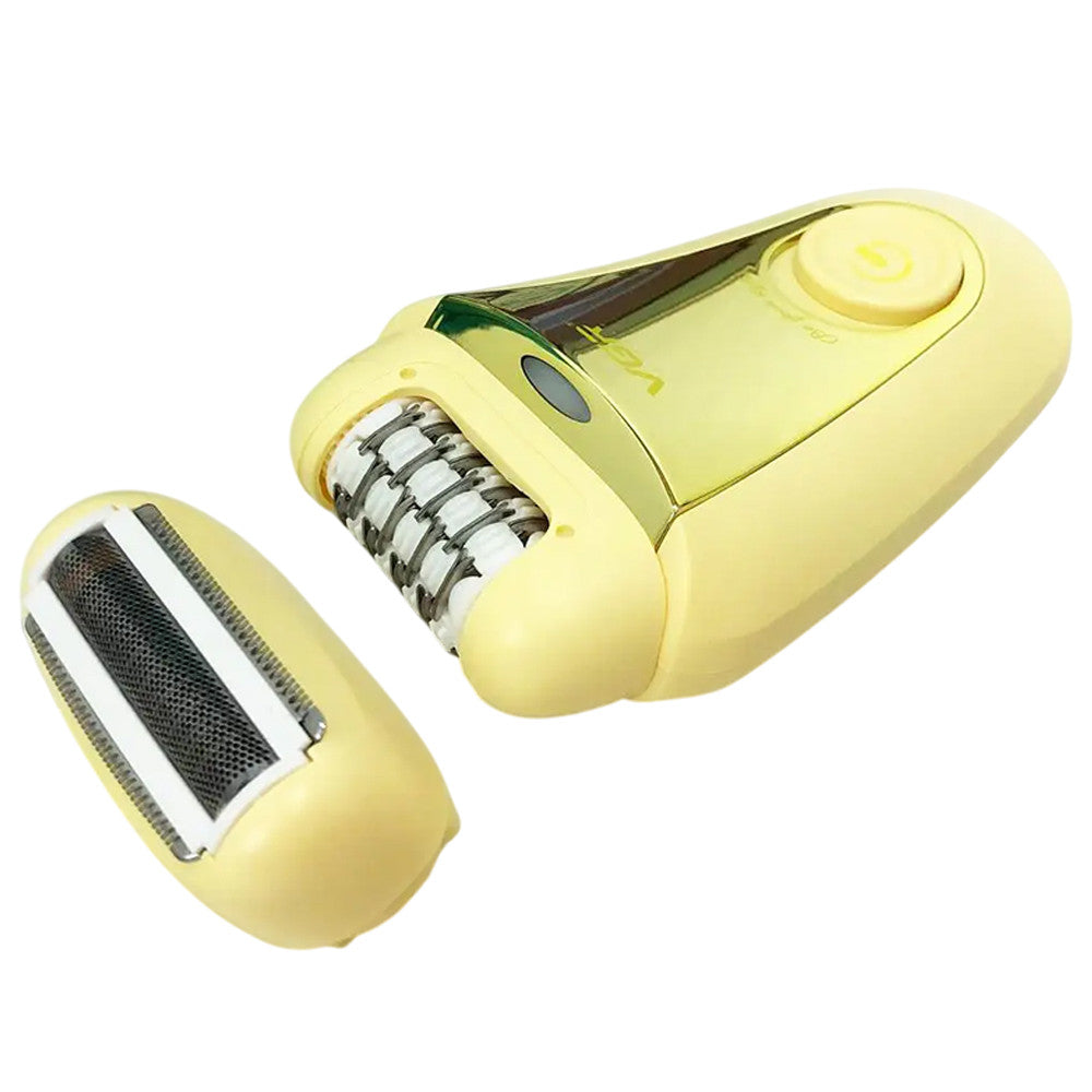 Акумуляторний епілятор, 2 насадки, з USB, V-758, Золотистий / Електроепілятор / Електробритва жіноча / Депілятор для ніг