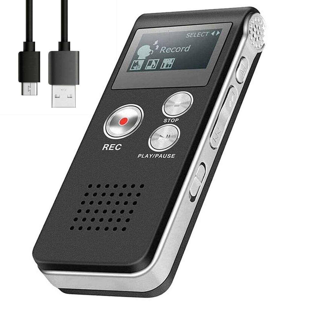 Цифровий диктофон з голосовою активацією та дисплеєм, 8 Гб, MP3, від USB / Міні диктофон портативний