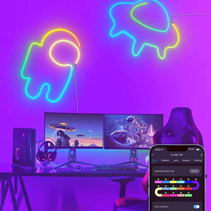 Розумна неонова стрічка RGB від USB, 5м, з Bluetooth + Пульт, SFK-11 / Гнучка світлодіодна стрічка / Гнучкий неон