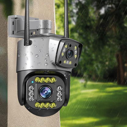 Вулична камера відеоспостереження 4G, 8Мп, Qettopo V380 / Камера з подвійним об'єктивом / Поворотна IP камера