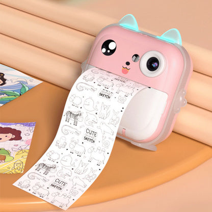 Дитяча камера миттєвого друку 24Мп, от USB +2 рулони паперу, Q5, Рожевий / Камера моментального друку