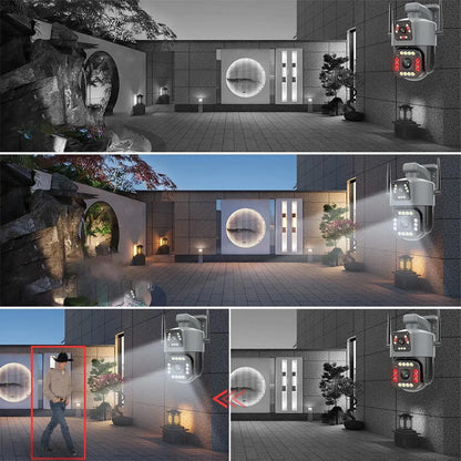 Вулична камера відеоспостереження 4G, 8Мп, Qettopo V380 / Камера з подвійним об'єктивом / Поворотна IP камера