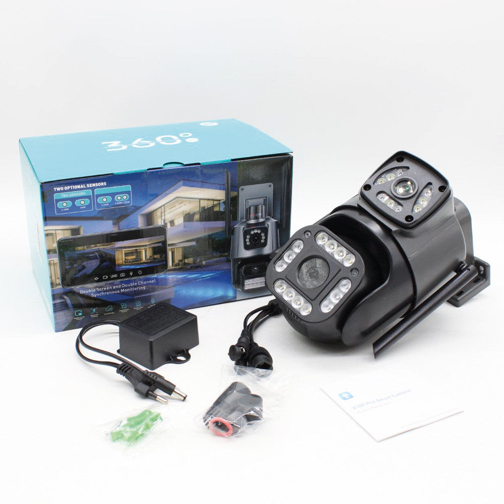 Вулична камера відеоспостереження 4G, 8Мп, Qettopo V380 / Камера з подвійним об'єктивом / Поворотна IP камера