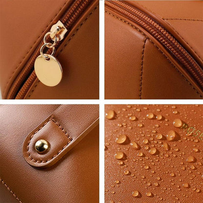 Косметичка з повним доступом з екошкіри (23,5х13х13 см), Коричневий / Дорожня жіноча сумка-косметичка