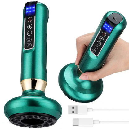 Вакуумний масажер від целюліту з підігрівом та USB, 12 режимів, Зелений / Антицелюлітний масажер для тіла