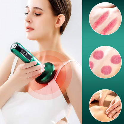 Вакуумний масажер від целюліту з підігрівом та USB, 12 режимів, Зелений / Антицелюлітний масажер для тіла