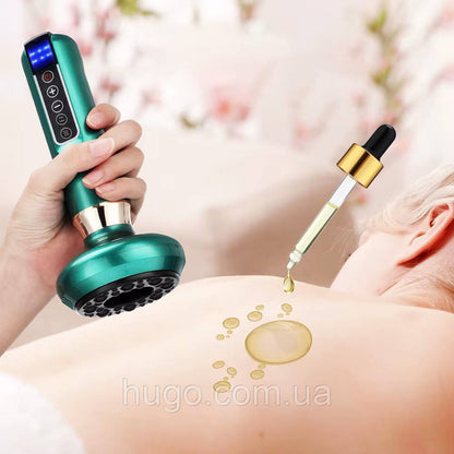 Вакуумний масажер від целюліту з підігрівом та USB, 12 режимів, Зелений / Антицелюлітний масажер для тіла