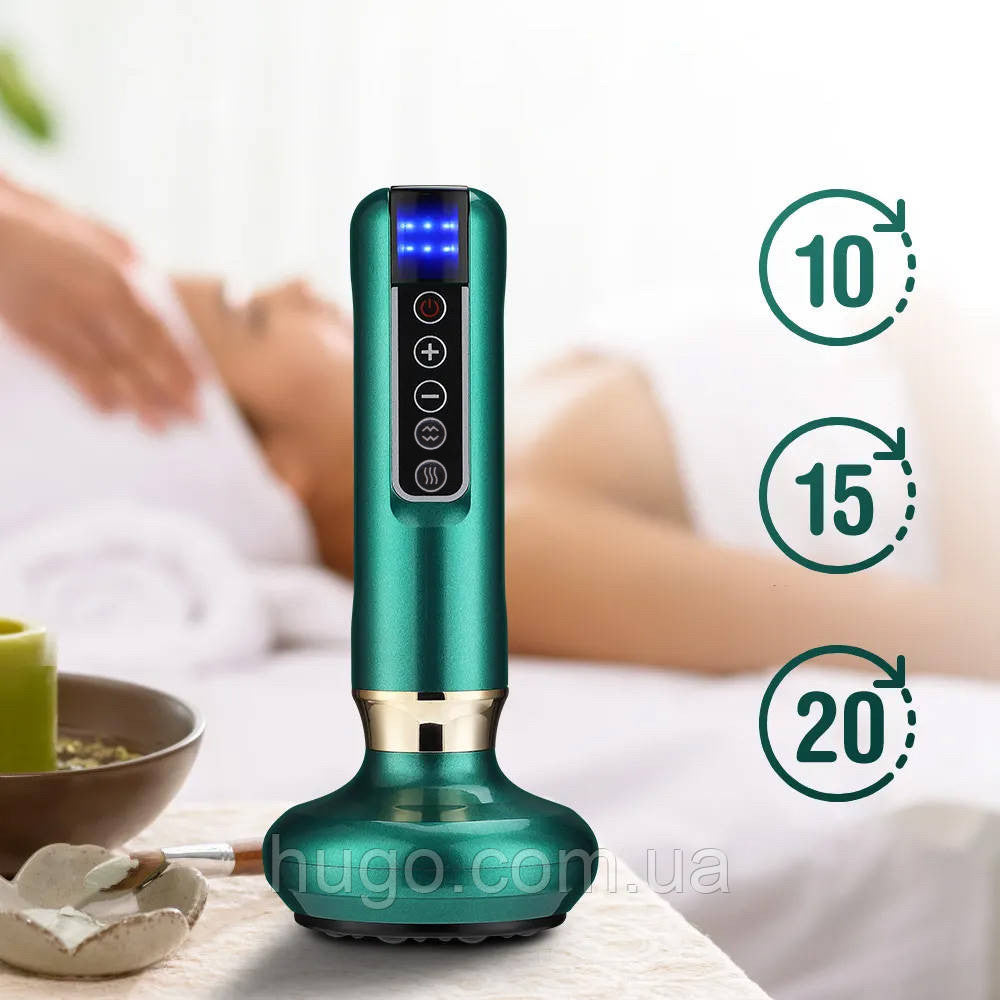 Вакуумний масажер від целюліту з підігрівом та USB, 12 режимів, Зелений / Антицелюлітний масажер для тіла