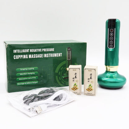 Вакуумний масажер від целюліту з підігрівом та USB, 12 режимів, Зелений / Антицелюлітний масажер для тіла