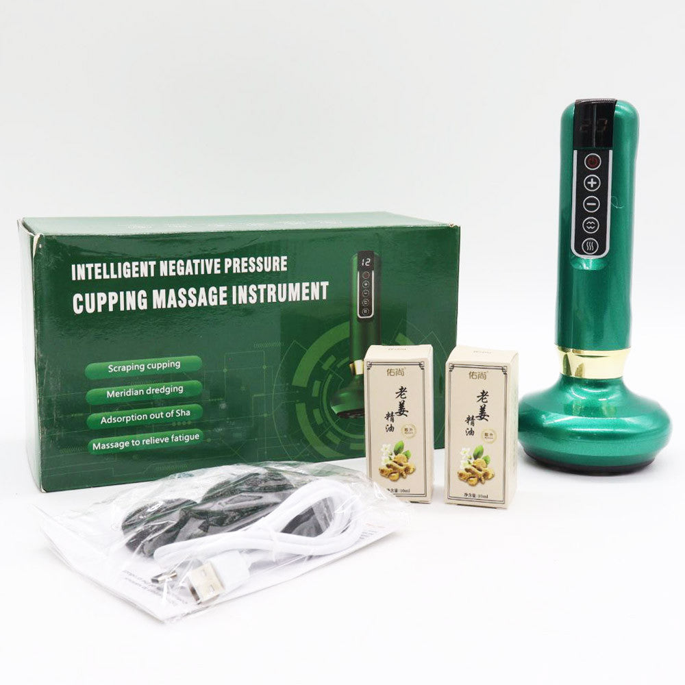 Вакуумний масажер від целюліту з підігрівом та USB, 12 режимів, Зелений / Антицелюлітний масажер для тіла