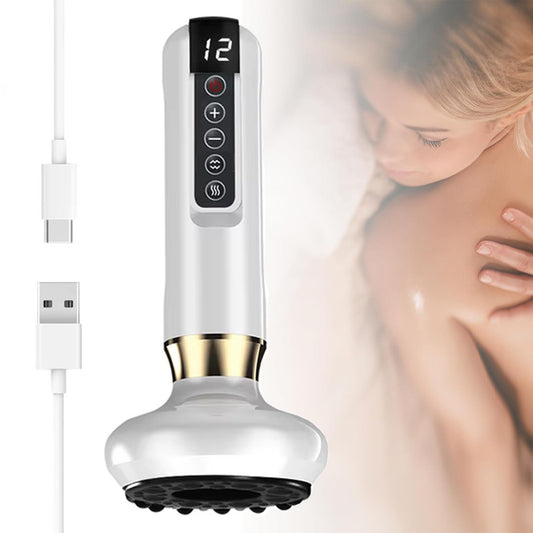 Вакуумний масажер від целюліту з підігрівом та USB, 12 режимів, Білий / Антицелюлітний масажер для тіла