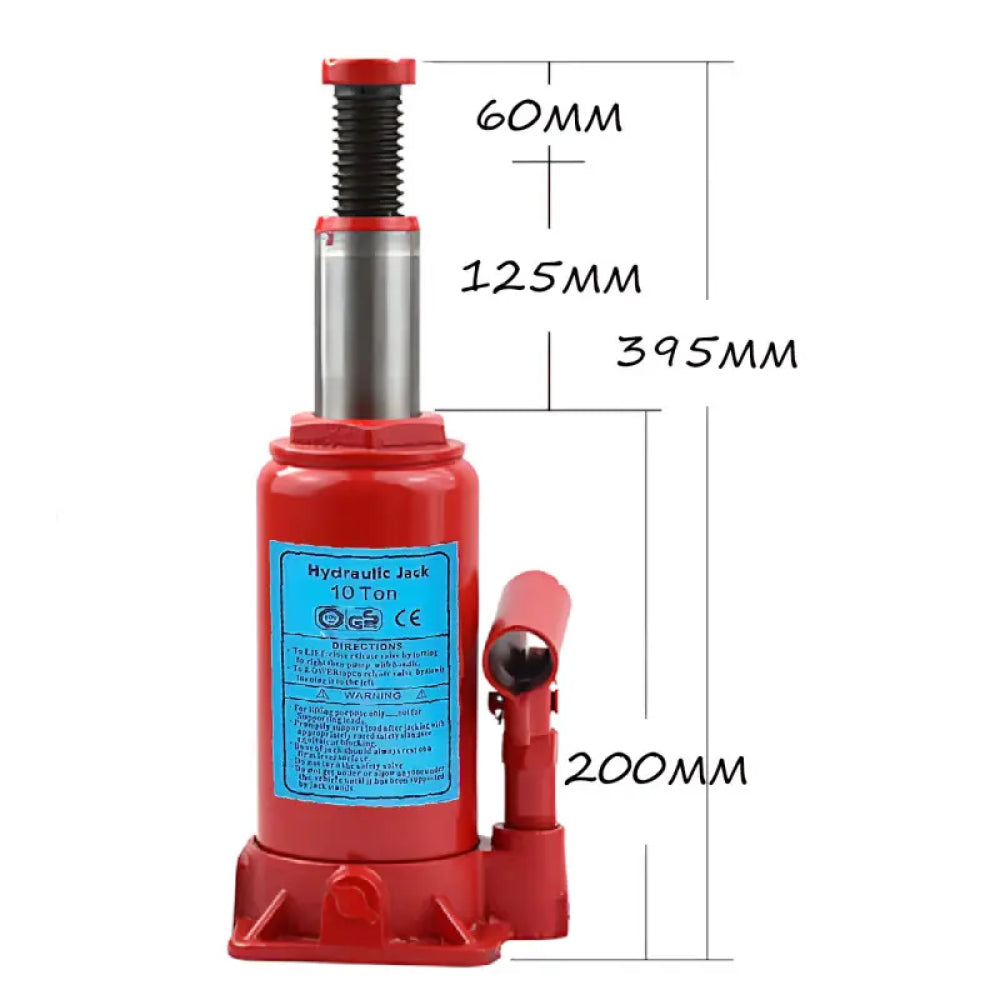 Домкрат гідравлічний 10 тонн для авто / Сталевий однократний домкрат / Пляшковий домкрат
