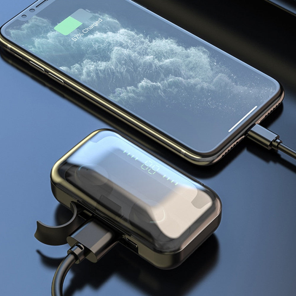 Бездротові навушники з функцією павербанка, 2000мАг, TWS BTH-F9-5 / Вакуумні навушники / Бездротові навушники