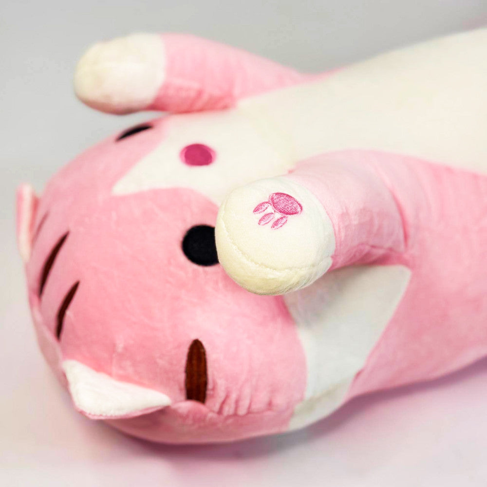 М'яка іграшка подушка Кіт Батон, 130 см, Рожевий / Подушка обіймашка / М'яка іграшка антистрес