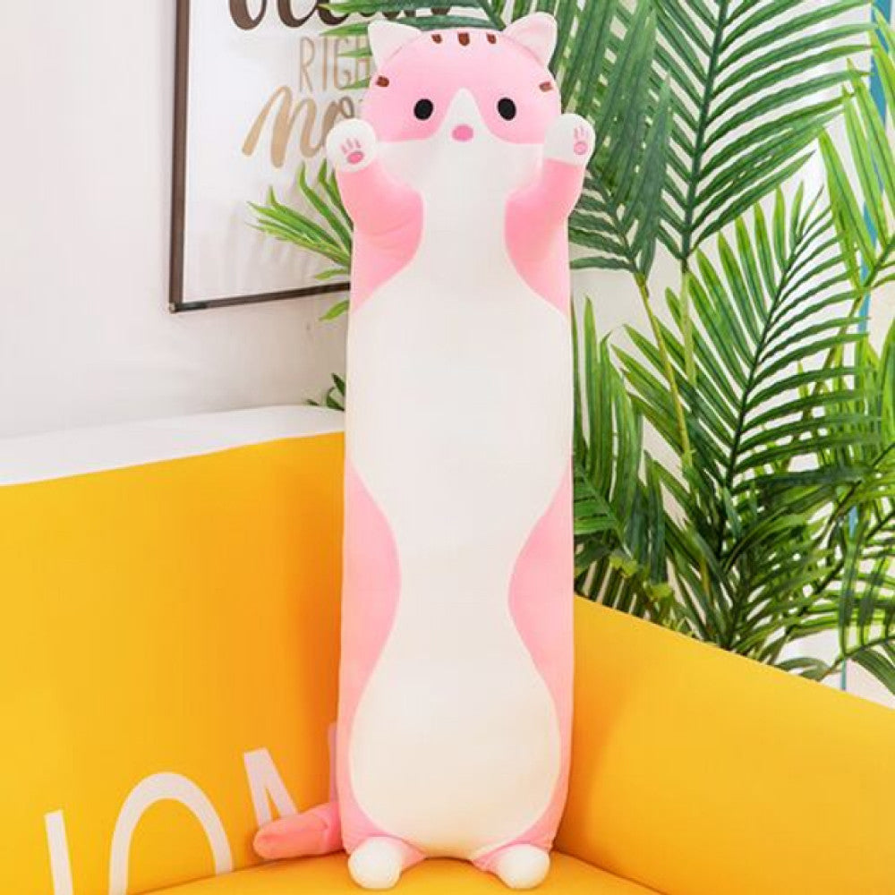 М'яка іграшка подушка Кіт Батон, 130 см, Рожевий / Подушка обіймашка / М'яка іграшка антистрес