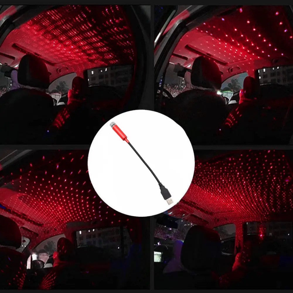 Лазерний проектор в машину від USB, STAR DL190, Червоний / Міні підсвічування для салону авто / Червоне зоряне небо в авто