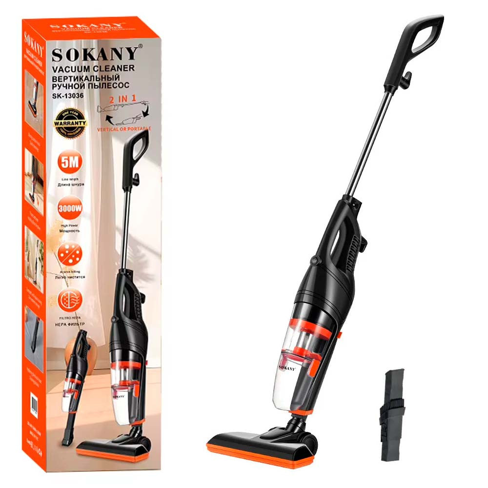 Вертикальний бездротовий пилосос 3000Вт + 2 насадки SK-13036 / Ручний пилосос / Акумуляторний пилосос