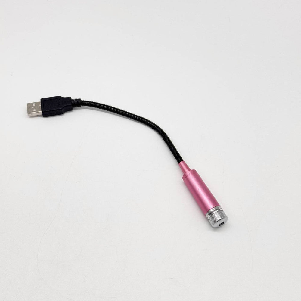 Лазерний проектор у машину від USB, STAR DL190, Рожевий / Міні підсвічування для салону авто / Червоне зоряне небо в авто