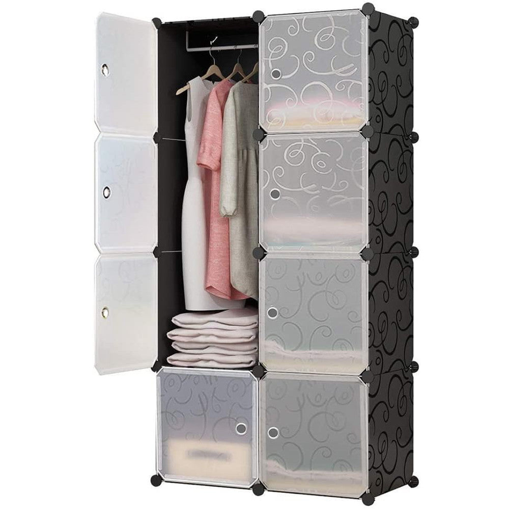 Пластикова шафа для одягу 146х76х37см, на 8 секцій, MP28-51A / Модульна шафа складна / Шафа-органайзер