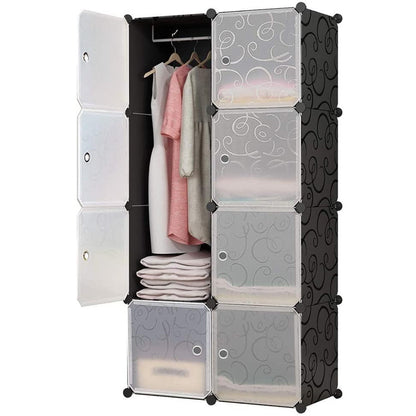 Пластикова шафа для одягу 146х76х37см, на 8 секцій, MP28-51A / Модульна шафа складна / Шафа-органайзер