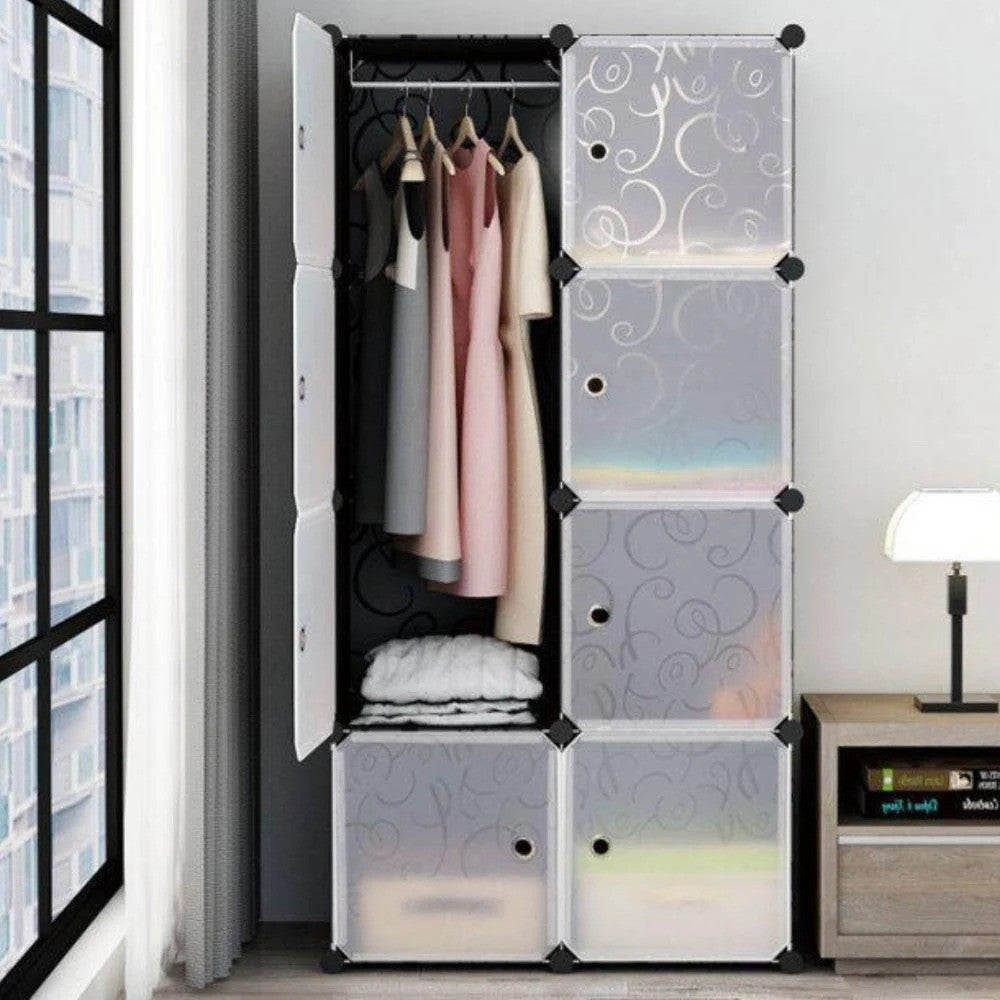 Пластикова шафа для одягу 146х76х37см, на 8 секцій, MP28-51A / Модульна шафа складна / Шафа-органайзер