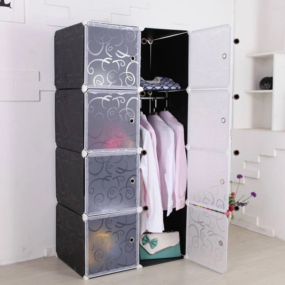 Пластикова шафа для одягу 146х76х37см, на 8 секцій, MP28-51A / Модульна шафа складна / Шафа-органайзер