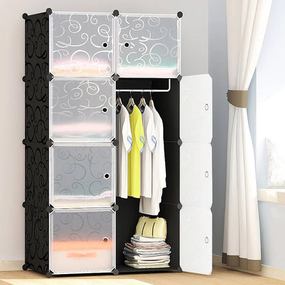 Пластикова шафа для одягу 146х76х37см, на 8 секцій, MP28-51A / Модульна шафа складна / Шафа-органайзер