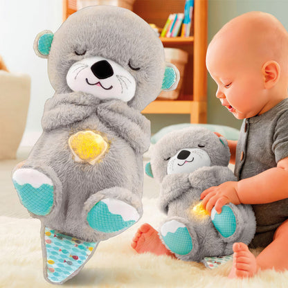 М'яка іграшка-нічник Дихаюча видра (30см), від батарейок / Іграшка дихаюча видра / Нічник для сну видра