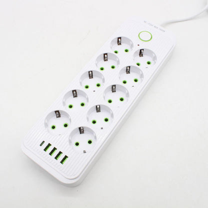 Мережевий фільтр-подовжувач 5м, 10 розеток 220В+4 USB+1 Type-C, Тк-15, Білий / Подовжувач з вимикачем / Мережевий фільтр