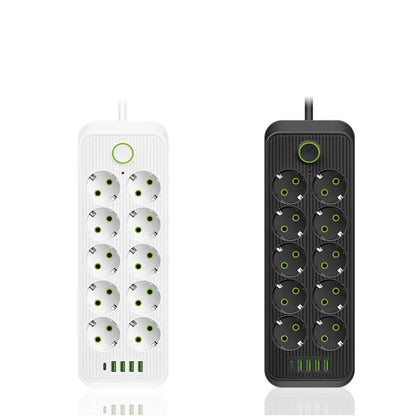 Мережевий фільтр-подовжувач 5м, 10 розеток 220В+4 USB+1 Type-C, Тк-15, Білий / Подовжувач з вимикачем / Мережевий фільтр