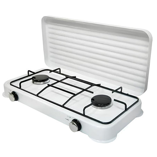 Газова плита настільна 2-х конфоркова SGS-6002, біла / Настільна двоконфоркова плита
