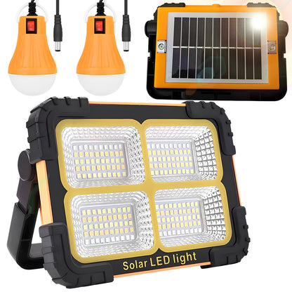 Ліхтар прожектор із сонячною батареєю, PowerBank + 2 лампочки, JN-901 / Акумуляторний прожектор переносний