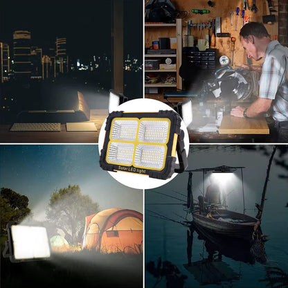 Ліхтар прожектор із сонячною батареєю, PowerBank + 2 лампочки, JN-901 / Акумуляторний прожектор переносний