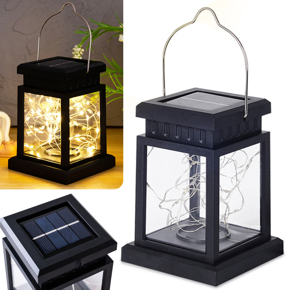 Вуличний підвісний ліхтар на сонячній батареї 12,5х9см, Теплий білий / Садовий світильник декоративний