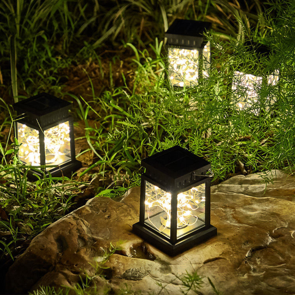 Вуличний підвісний ліхтар на сонячній батареї 12,5х9см, Теплий білий / Садовий світильник декоративний