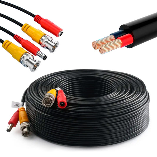 Кабель для камер BNC-DC 50м / Кабаль відео коаксиальний / Патчкорд комбінований / Кабель для відеокамер