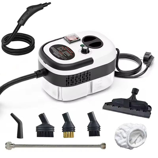 Компактний пароочисник для дому 2500Вт, 1.2л + 7 насадок / Парогенератор для прибирання / Паровий очищувач