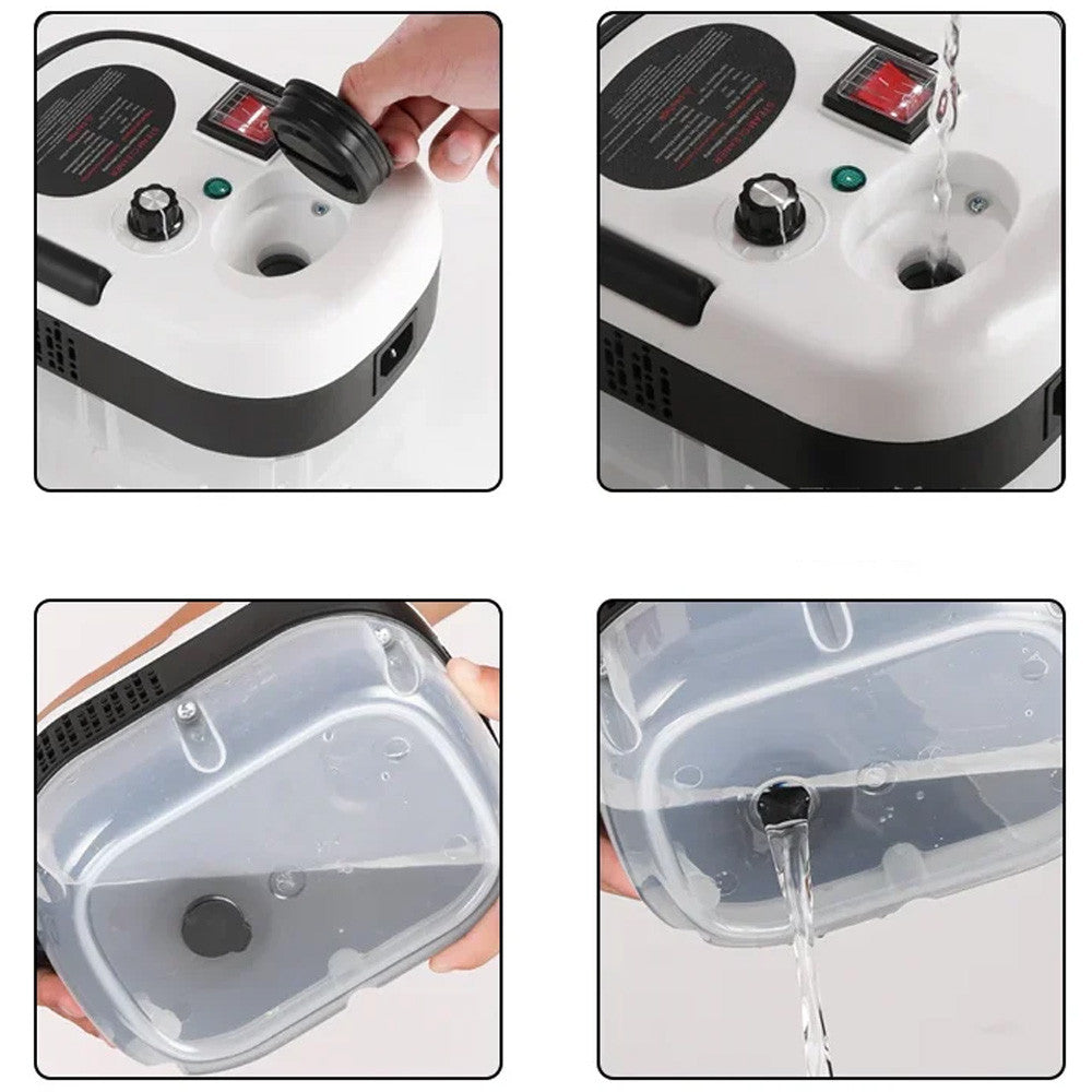 Компактний пароочисник для дому 2500Вт, 1.2л + 7 насадок / Парогенератор для прибирання / Паровий очищувач