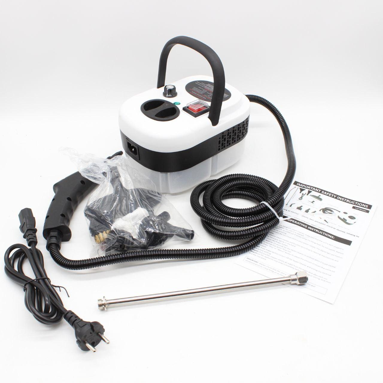 Компактний пароочисник для дому 2500Вт, 1.2л + 7 насадок / Парогенератор для прибирання / Паровий очищувач