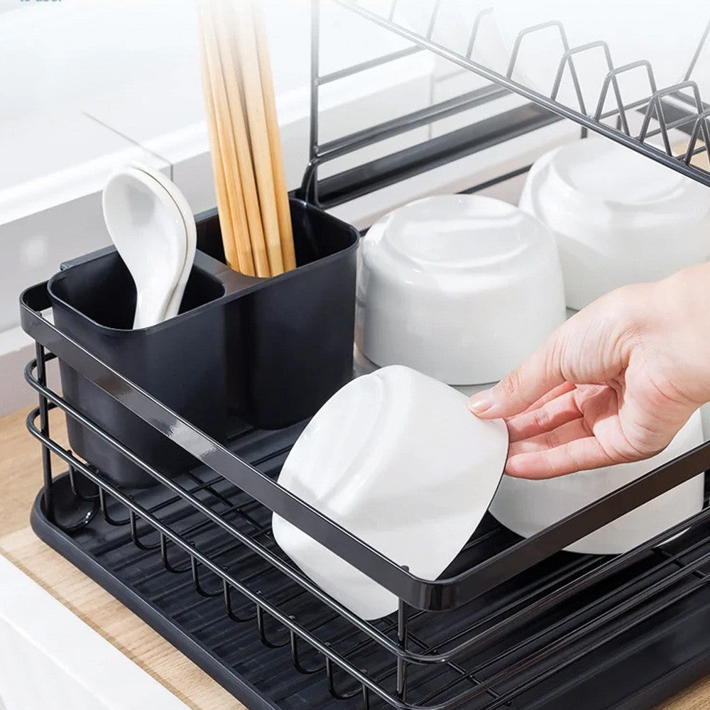 Настільна сушарка для посуду двоярусна (43х31,5х21,5см) / Стійка для сушіння посуду / Органайзер для посуду